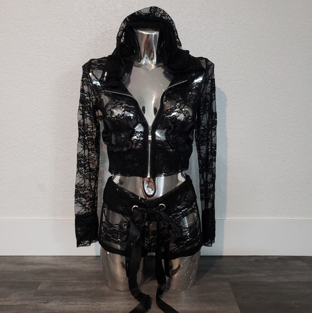 Black Ribbon & Lace Jumpsuit 3 Bundle
